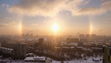 Морозным утром 15 февраля москвичи заметили в ясном небе оптическое явление — гало
