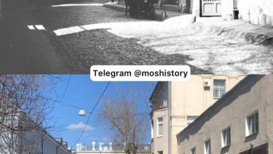 Малый Кисловский переулок (1914 год и наши дни). Источник: