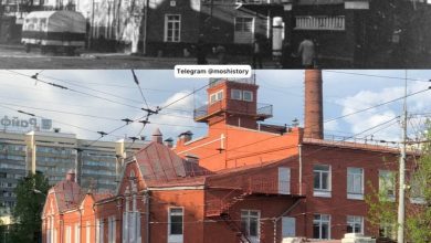 Трамвайное депо на Шаболовской улице (1987 год и наши дни). Источник: